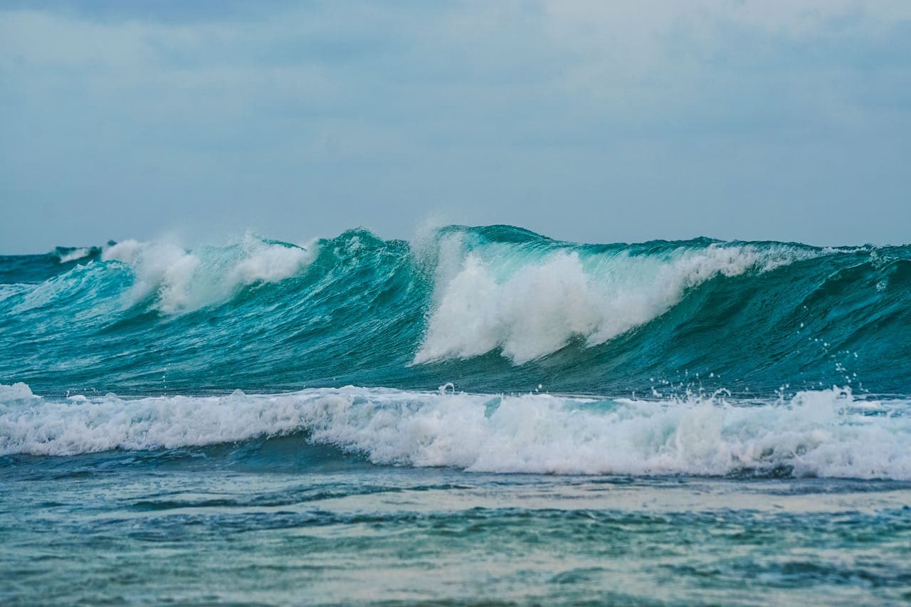 Atlantic surf breaking along the coast