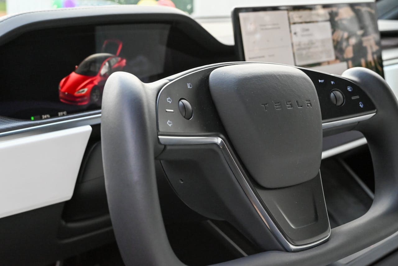 Close view of a vehicle dashboard and trim surface