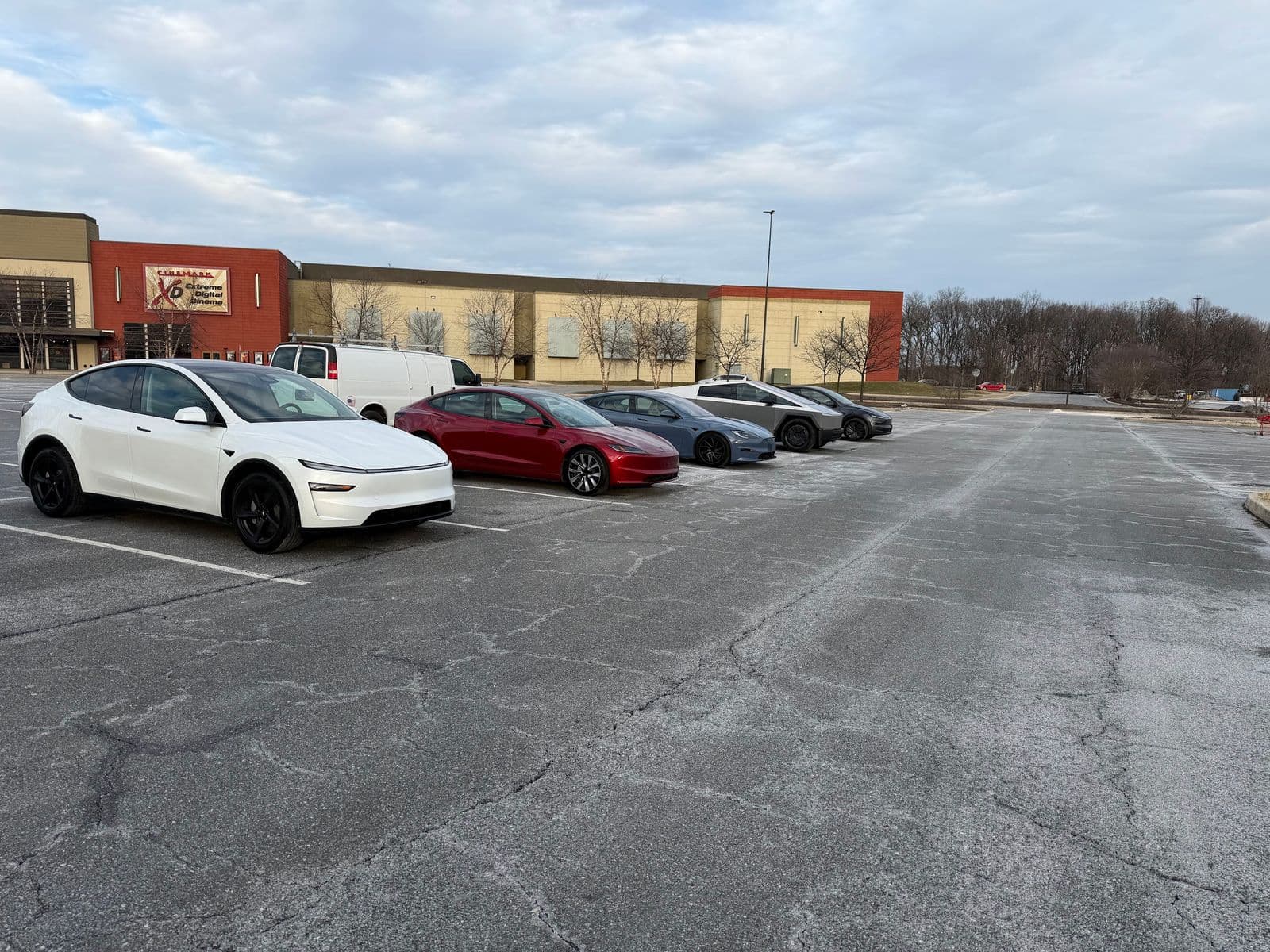 Tesla vehicles lined up at a Dynamite Details service visit